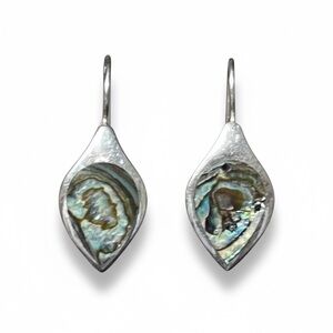 Sterling Silver Abalone Shell Inlay Earrings Dangle Hooks 925 SU Sunstone Import